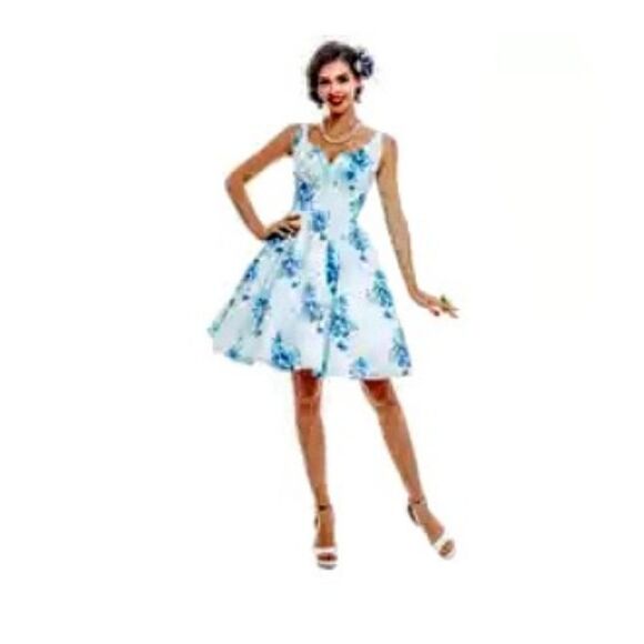 NWOT! Structured Retro Floral A-line Dress Sisjuly - Picture 1 of 10